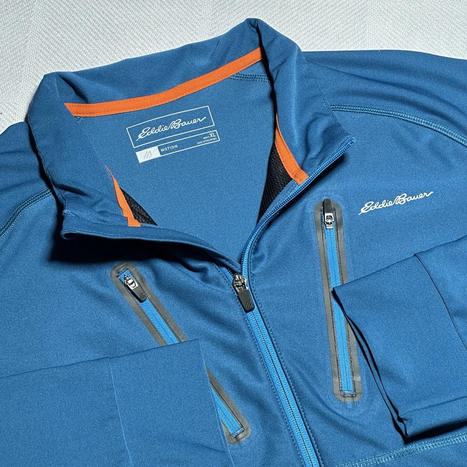 Eddie Bauer Motion Jacket Mens XL Blue Lightweight FreeDRY Performance Active