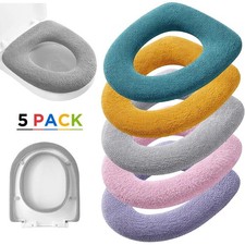 5x Thicker Bathroom Toilet Seat Cover Pad Soft Cloth Warmer Cushion Lid Washable