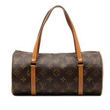 Authenticated Louis Vuitton Monogram Papillon 28 Brown Canvas Fabric Handbag