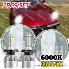 Pair 7" Inch Round LED Headlights Fits Alfa Romeo Spider 1988-1994 Plymouth
