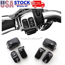 6PCS Black Hand Control Switch Housing Button Covers For Harley Touring Softail