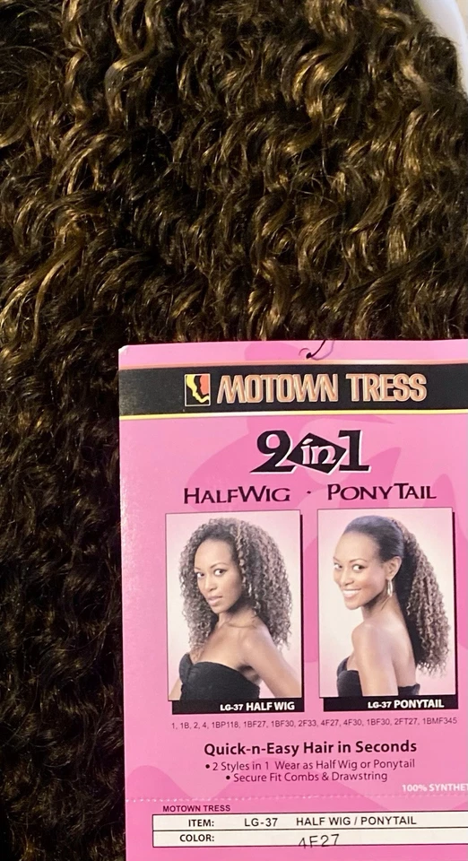 Media peluca MOTOWN TRESS 2 en 1 media cola de caballo 4F27 color LG 37 rizos rizados NUEVO Foto 2 de 3