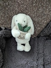 Jellycat Cream Bunny With Plant NWT