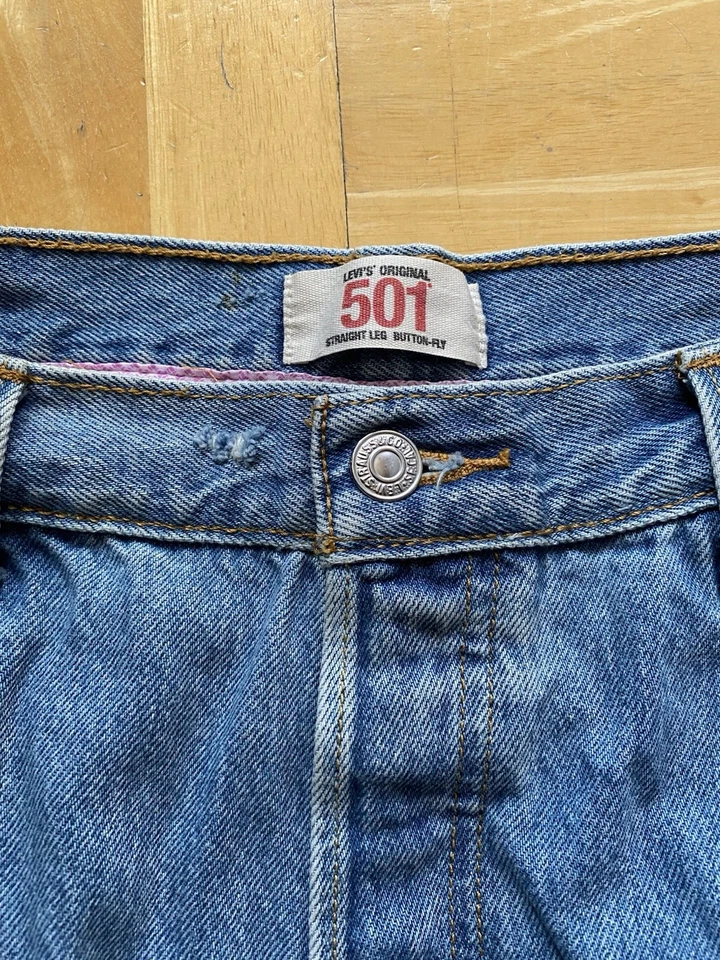 Custom Levis 501 red tag purse bag tote plaid flannel lined adjustable strap - Image 3 of 4