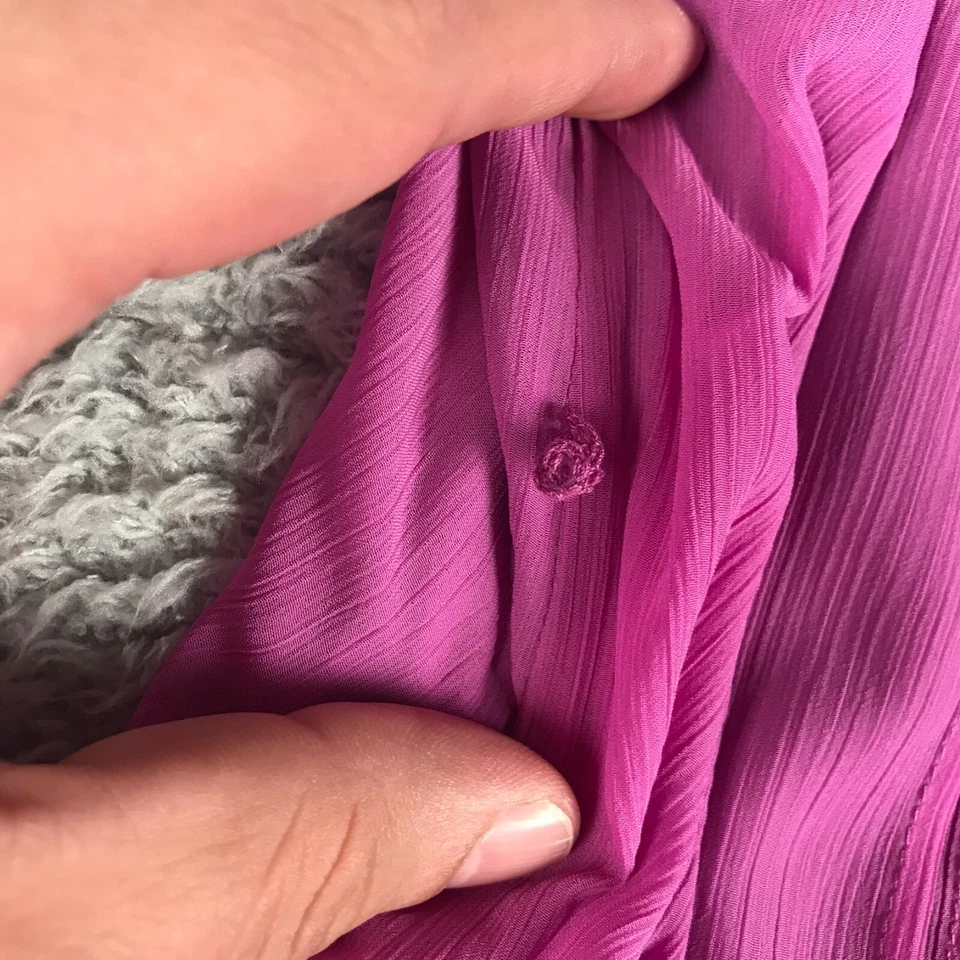 WHBM White House Black Market Dress Womens 10 Orchid Pintuck Chiffon V Neck NEW - Image 2 of 4