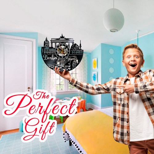 Reloj de pared de vinilo de la ciudad de Berlín regalo cumpleaños vacaciones arte hogar habitación decoración diseño - Imagen 3 de 5
