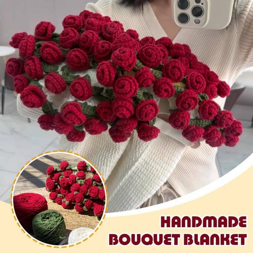 Fashion Crochet Flower Bouquet Blanket Artificial Knitted Blanket Mother's Day - Picture 4 of 20