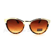 Metallic Top Women's Fashion Sunglasses Thin Round Designer