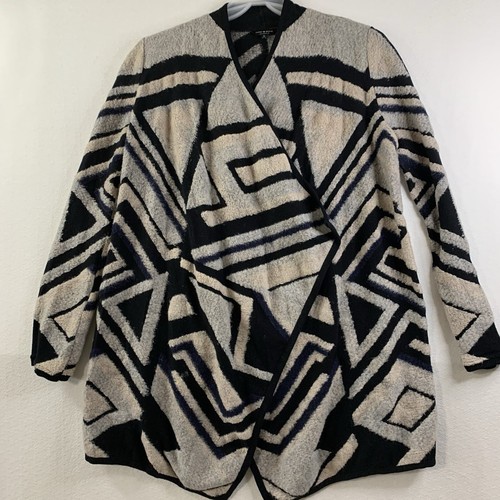 Lucky Brand Pullover Damen M schwarz blau geometrisch aztekisch drapiert gemütlich Outdoor Hütte - Bild 11 von 13