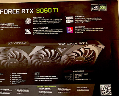 MSI NVIDIA GeForce RTX 3060 Ti GRAPHICS CARD Ventus 8GB GDDR6**Never Used**