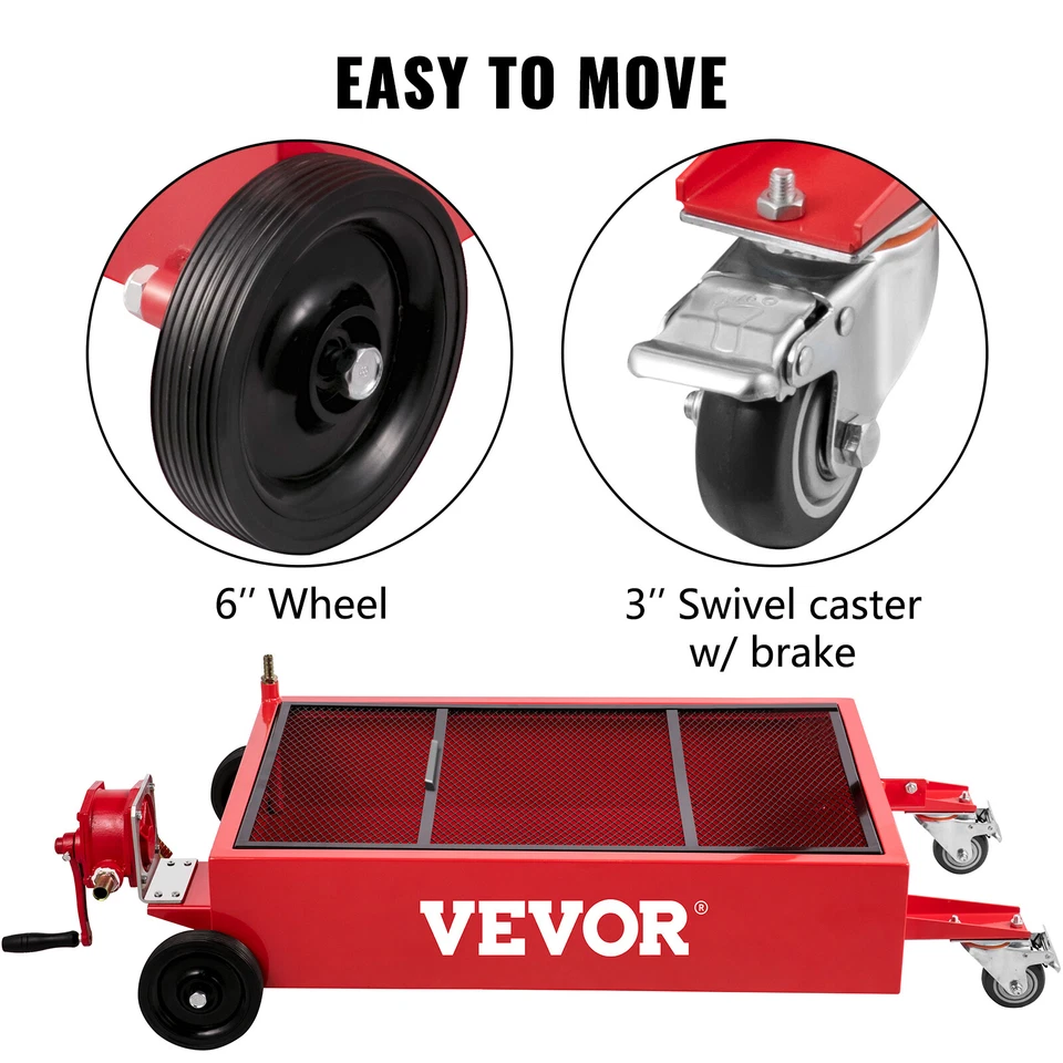 VEVOR 20 Gallon Oil Drain Pan Low Profile Dolly w/ Pump and Wheels Car Truck - Image 4 of 4