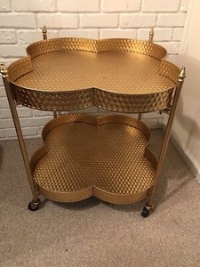 Metal 2 Tier Clover Shaped Bar Cart On Wheels 