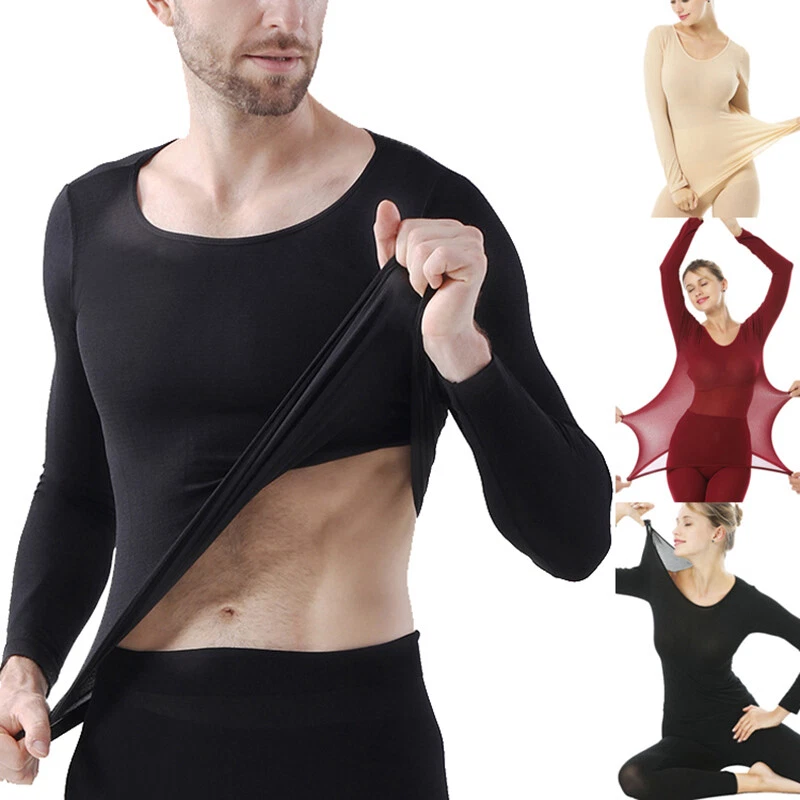 Men Women Warm Ultra-thin Thermal Underwear Set Unisex Top Pants Trousers  Suit