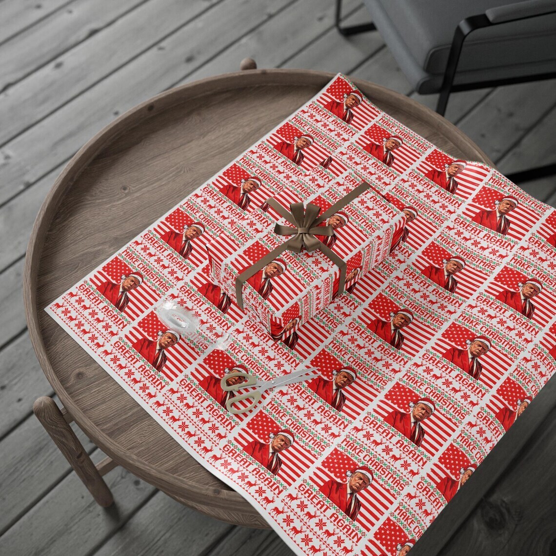 Official Trump MAKE CHRISTMAS GREAT AGAIN Wrapping Paper-1, 27"x35" Sheet -R0182