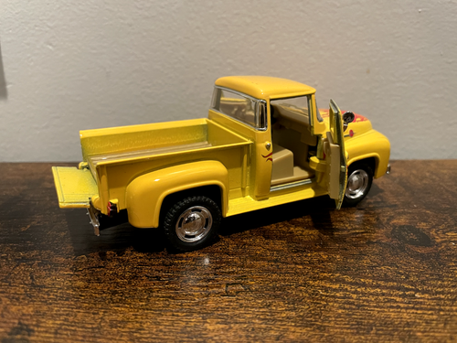Kinsmart Yellow With Flames 1956 Ford F-100 Pickup Truck 1/38 Scale