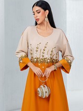 Ramadan Dubai Muslim Women Maxi Dress Abaya Kaftan Elegant Party Evening Gown