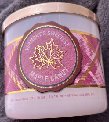 NEW BATH & BODY WORKS VERMONT'S SWEETEST MAPLE CANDY CANDLE-14.5