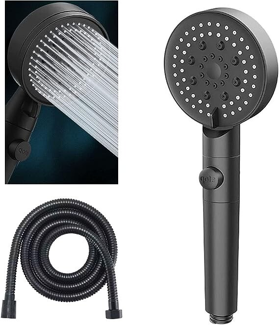 Pommeau de douche à économie d'eau noir mat pour des moments de relaxation à la maison