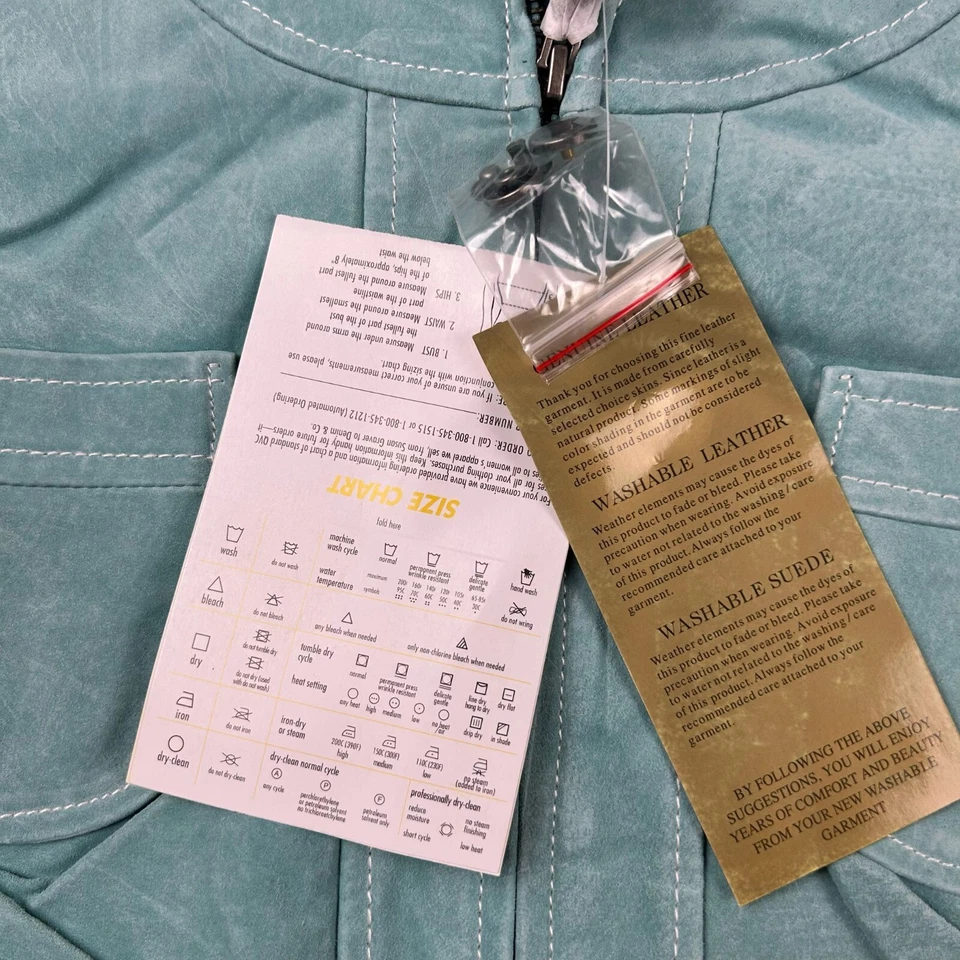 Dialogue 夹克女式 1X 蓝色可水洗麂皮绒皮革衬里全拉链西装外套全新带标签 — 第 3/4 张图片