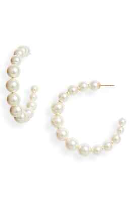 Chan Luu 301334 Women's Imitation Pearl Hoop Earrings