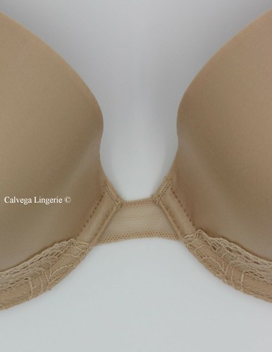 Reggiseno Natori 731085 "Disclosure" convertibile in pizzo imbottito contorno a tuffo nuovo con etichette, beige - Foto 2 di 8