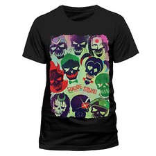 Suicide Squad Comic Skull Icon Heads póster cráneo hombre hombre camiseta negra