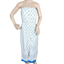 Old Navy Dress Womens Small White Printed Sundress Strapless Button Up Beach