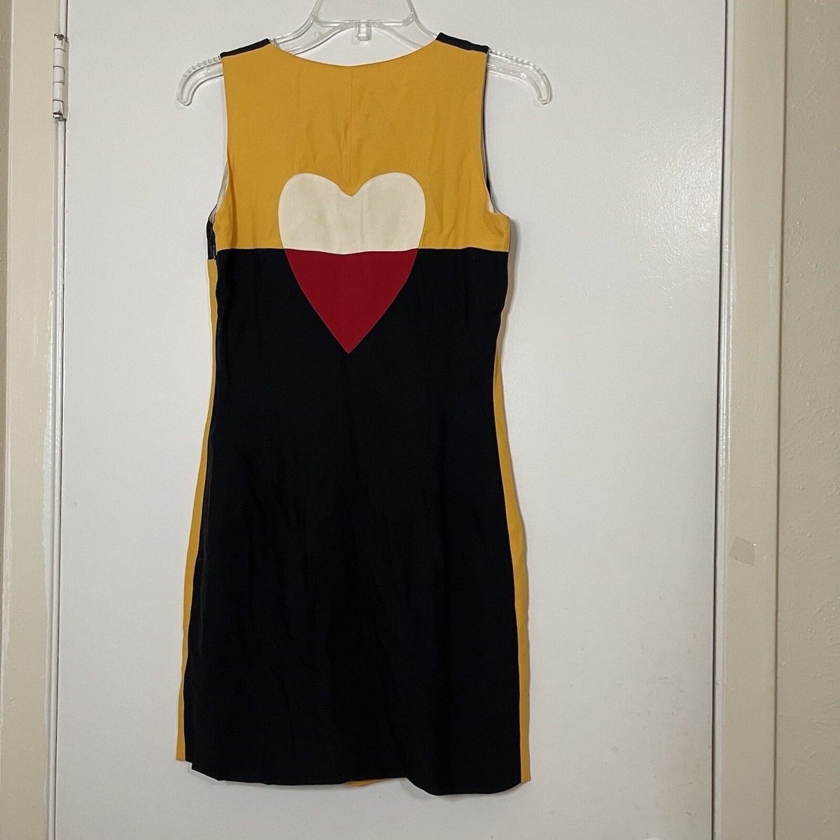 Vintage 1992 Moschino Couture Heart shape color block yellow