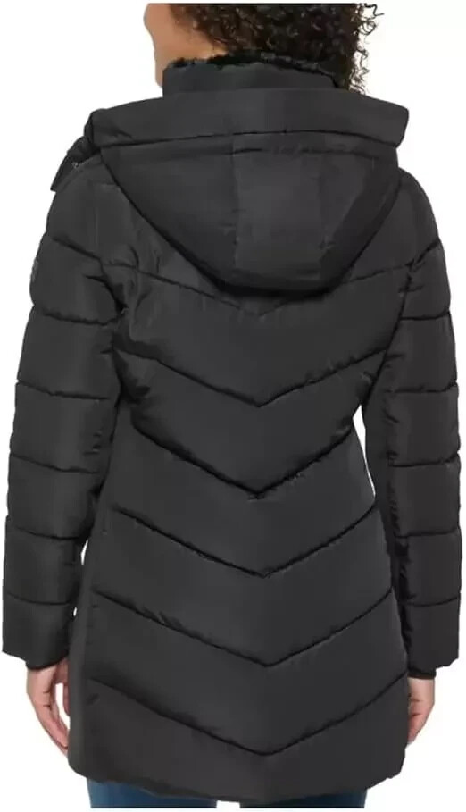 Andrew Marc Women's Mixed Media Hooded Puffer Walker Jacket