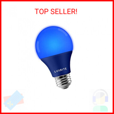 LUXRITE A19 LED Blue Light Bulb, 60W Equivalent, Non-Dimmable, UL Listed, E26 St
