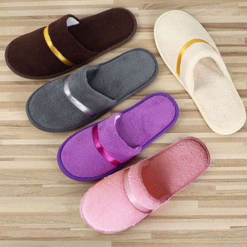 Coral Fleece Slippers Hotel Slippers Warm Soft Non-slip All-inclusive Slippers - Picture 6 of 18