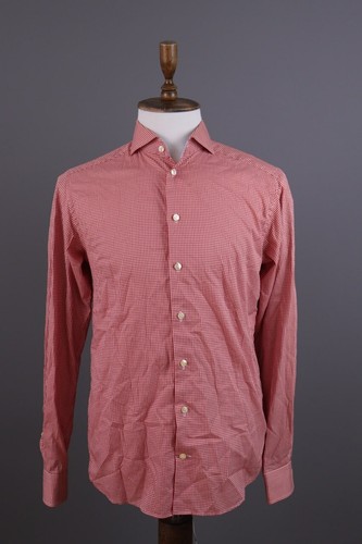 Eton Slim Fit Red Check Luxury Long Sleeve Button Down Shirt Size 41 / 16