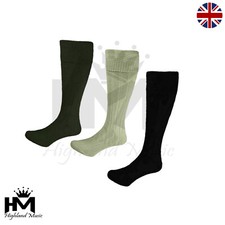 Highlandmusic - Men's Kilt Socks: Wool Hose in Green, Black, Cream