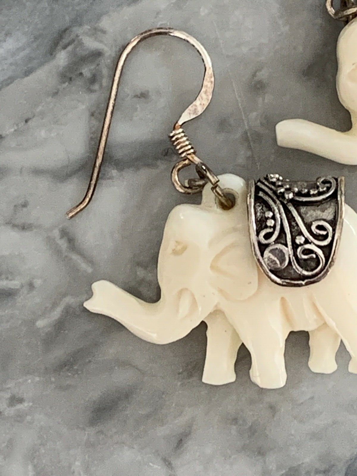 Solid Silver Earrings  Carved Hallmarked - image 4