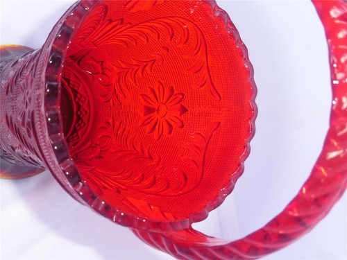 Tiara Indiana Glass Ruby Red Sandwich 10" Handled Basket - Picture 8 of 9