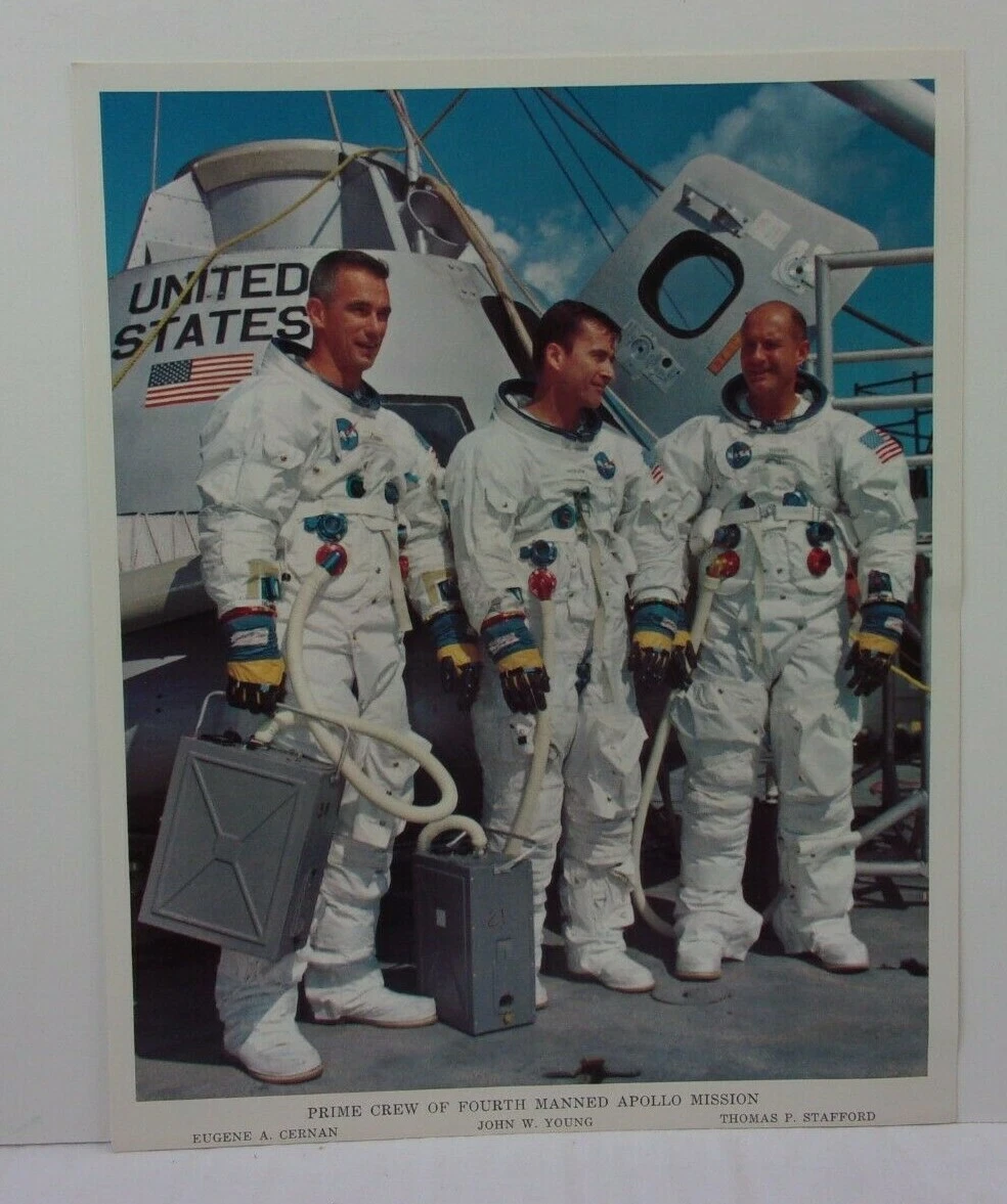 Apollo 10 crew Cernan Young Stafford NASA photo 1960s VINTAGE ORIGINAL |  eBay