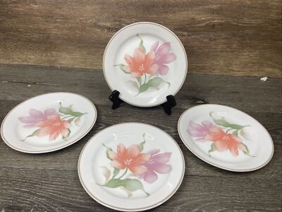 Corelle PACIFICA Salad Plates 7  1/4'' Corning Flowers ~Set Of 4
