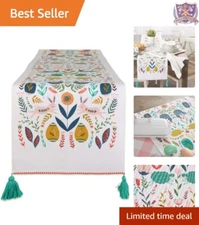 Table Runner Cotton 14x108 Easter Folk Modern Design Easy Care Kitchen Décor