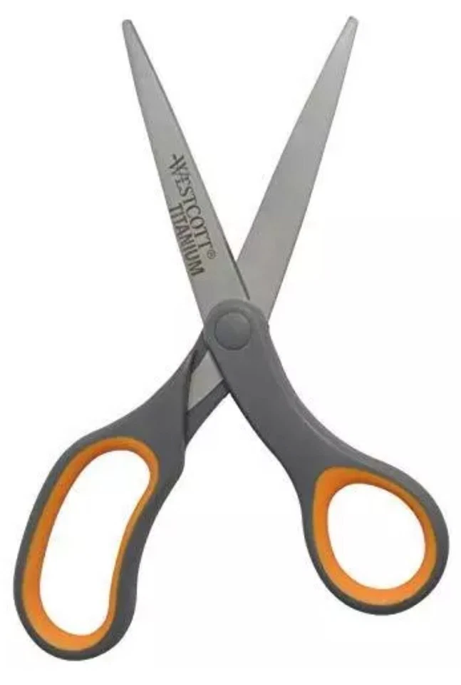 Westcott Titanium Bonded Scissors, Soft Handle, 8", Straight, Gray/Yellow, 4-... - Image 2 of 4