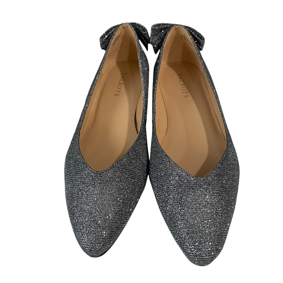 Talbots Sparkly Bow Ballet Flats Womens Size 95M Party Dressy Shoes Glitter - Image 4 of 4