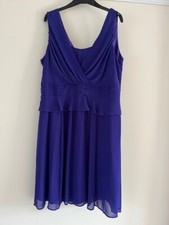 Debut V Neck Purple Knee Length Dress - UK18 - Lined - 100% Polyester