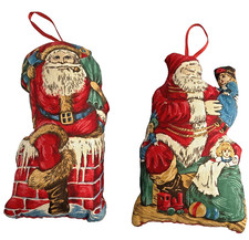 Handmade 6" Fabric Santa Ornaments
