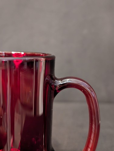Vintage French Ruby Red Glass Mugs – Set of 4, Marked France, Mid-Century - Picture 5 of 7