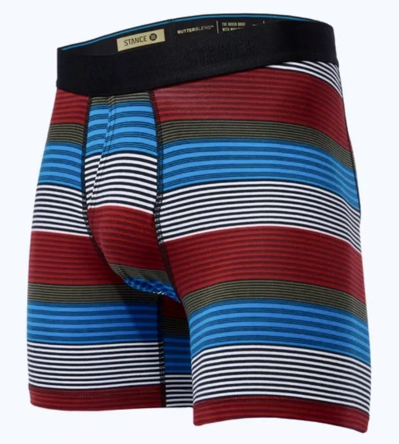 STANCE Mylo Striped Black Blue Red 6 Cotton Boxer Briefs