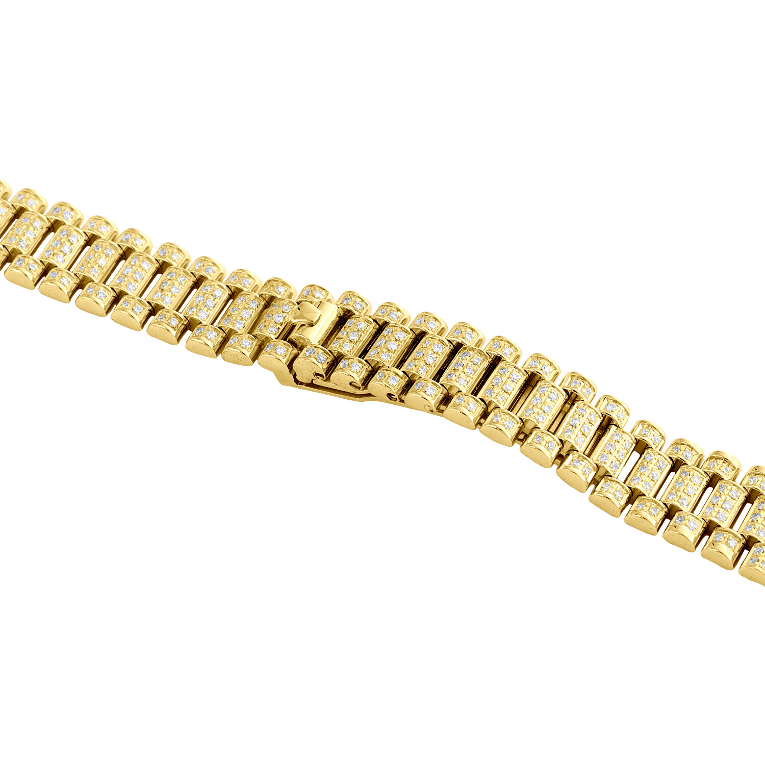 Ladies 18K Yellow Gold Diamond Watch Band for Rolex DateJust President