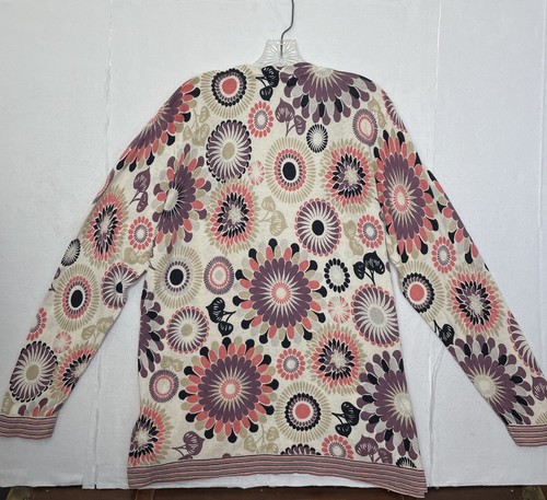 Boden Sz 16 Silk Linen Cotton Blend Floral Cardigan Preppy Long Sleeve Button Up - Picture 9 of 9