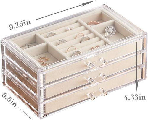 Joyero De El plastico Para Joyeria, Joyas Organizador Regalo Para Mujer NEW US.. - Picture 6 of 8