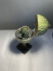 Wallace Enameled Mint Green BUNNY RABBITS Rotating Easter Egg Music Box (WORKS) — photo 2