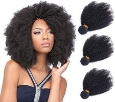 Mongolian Afro Kinky Curly Human Hair Extensions Black for Woman Hair Wefts 100g