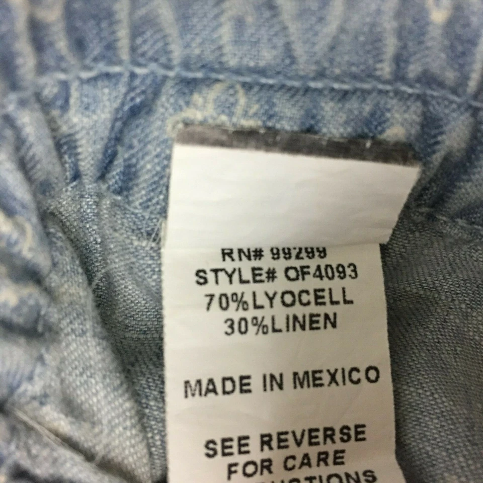 Mameluco con correa de corbata LEVEL 99 Anthropologie estampado cintura elástica mezcla lino talla XS Foto 3 de 4